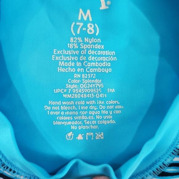 Op girls medium 7/8 blue and zebra swim top - Picture 6 of 6